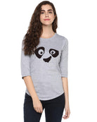 Womens 34U Pandaeyes Printed Grey Color Tshirts - Young Trendz