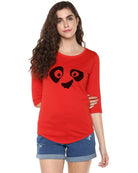 Womens 34U Pandaeyes Printed Red Color Tshirts - Young Trendz