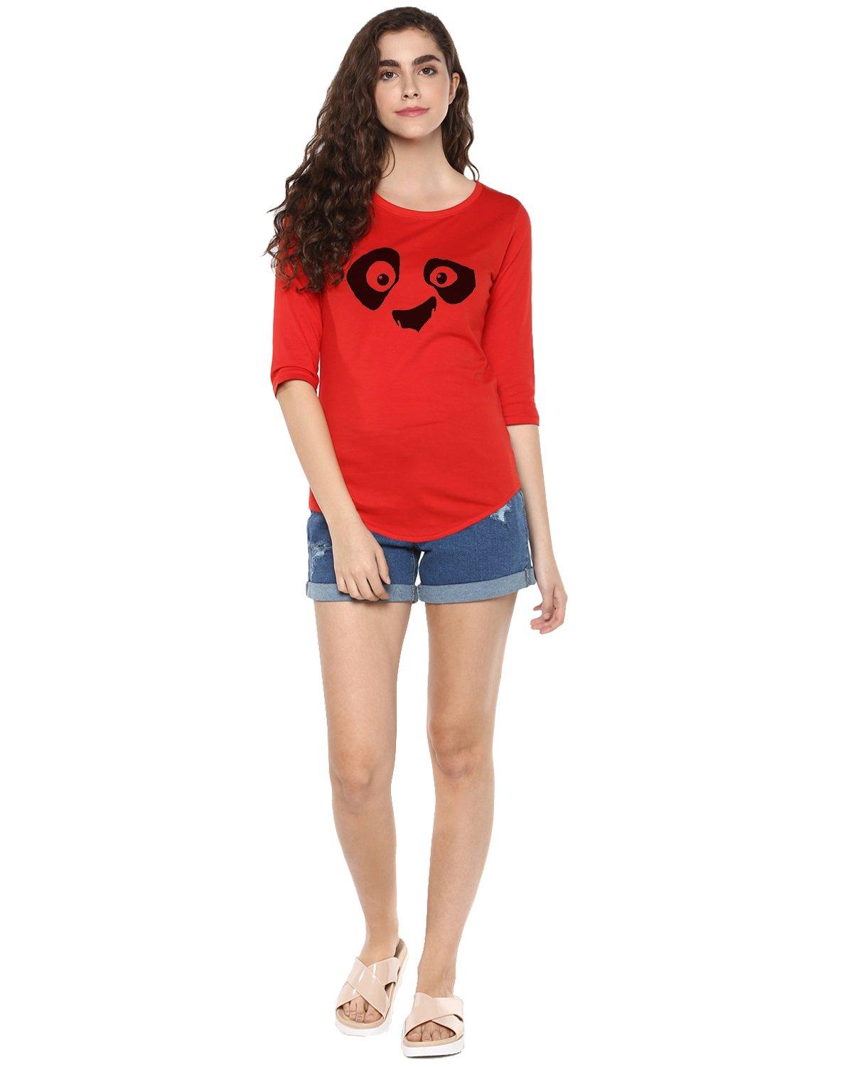 Womens 34U Pandaeyes Printed Red Color Tshirts - Young Trendz