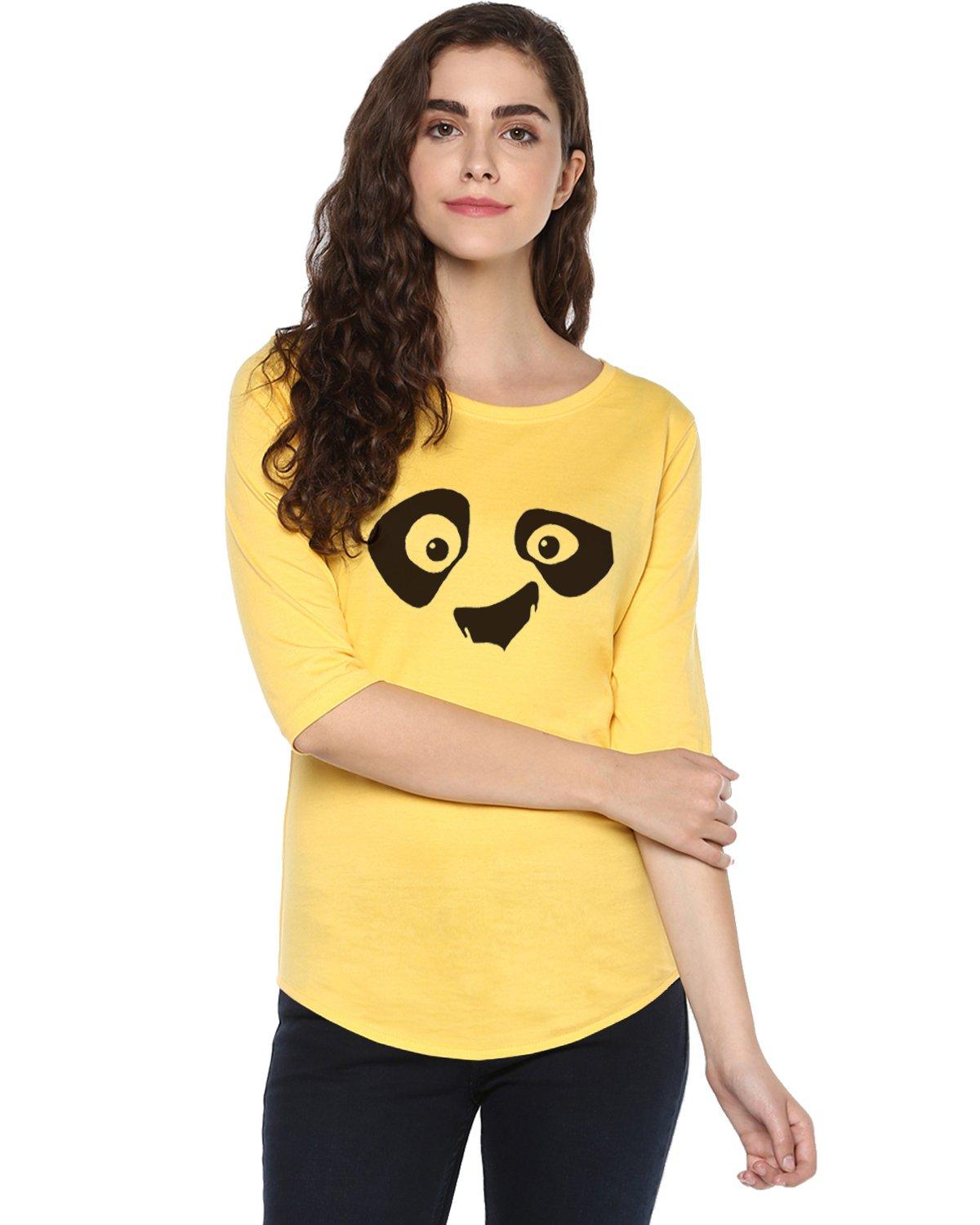 Womens 34U Pandaeyes Printed Yellow Color Tshirts - Young Trendz