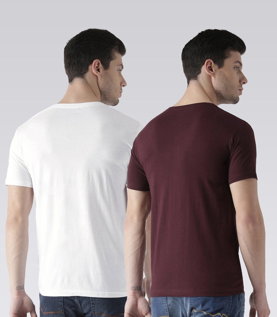 Young Trendz Mens Combo Pandaeyes White Color and Noterelax Maroon Color Half Sleeve Printed T-Shirts - Young Trendz
