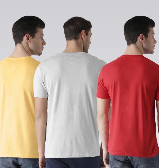 Young Trendz Mens Combo Partyb Yellow Color Rider Steel Grey Color and Warrior Red Color Half Sleeve Printed T-Shirts - Young Trendz
