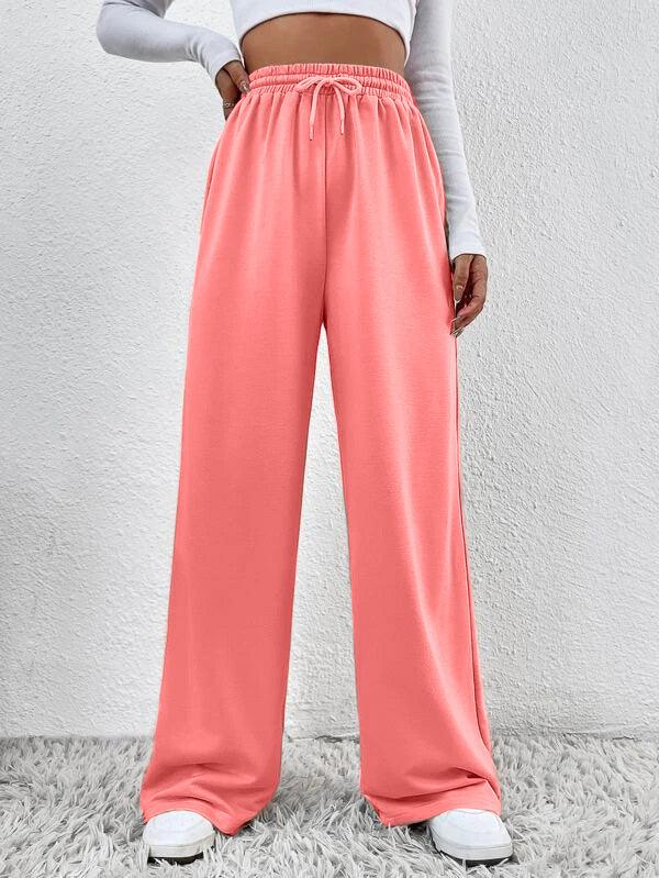 Womens Solid Loose Track Pants (Baby Pink) - Young Trendz
