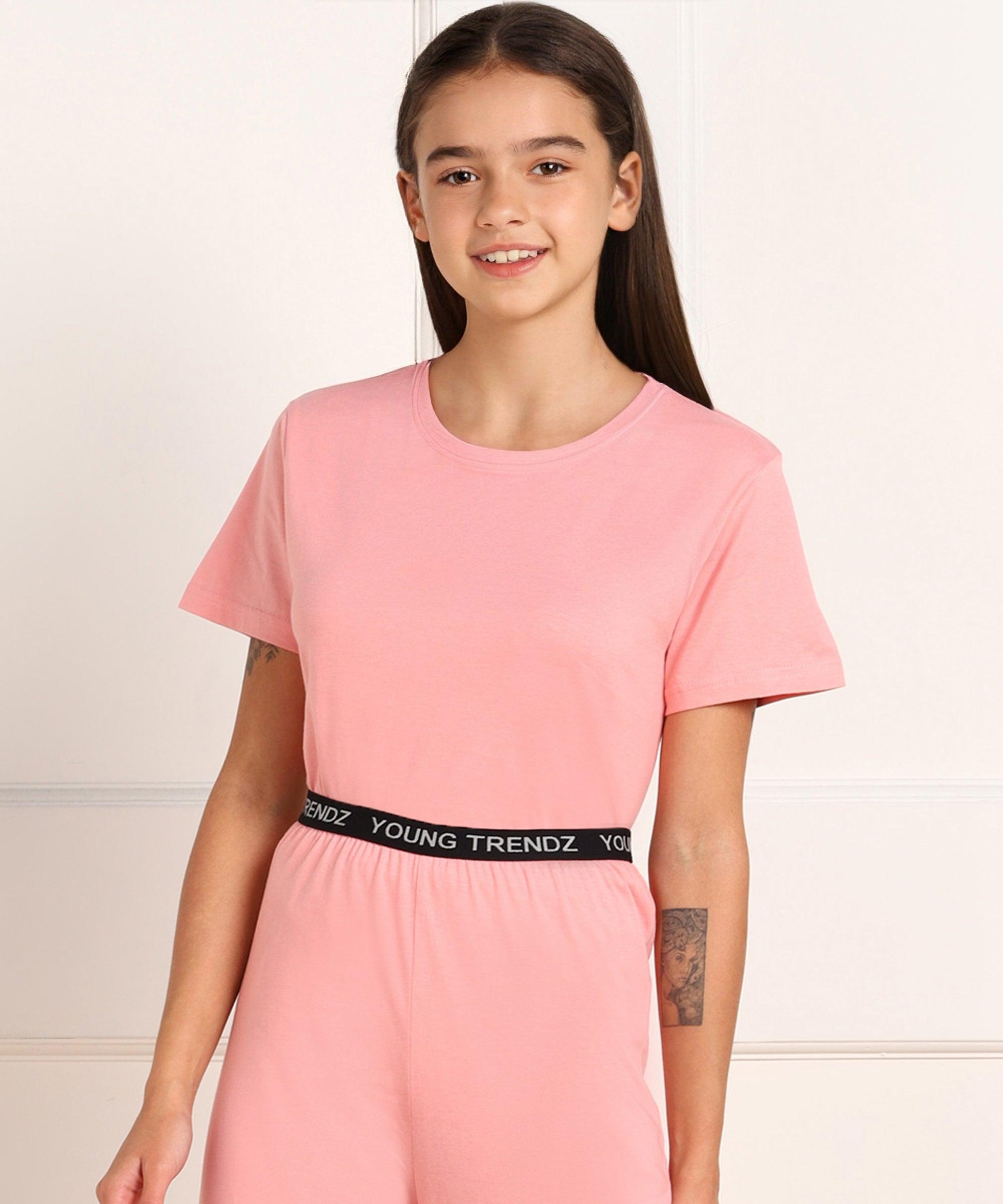 Girls Regular Fit Solid Tshirt - Young Trendz