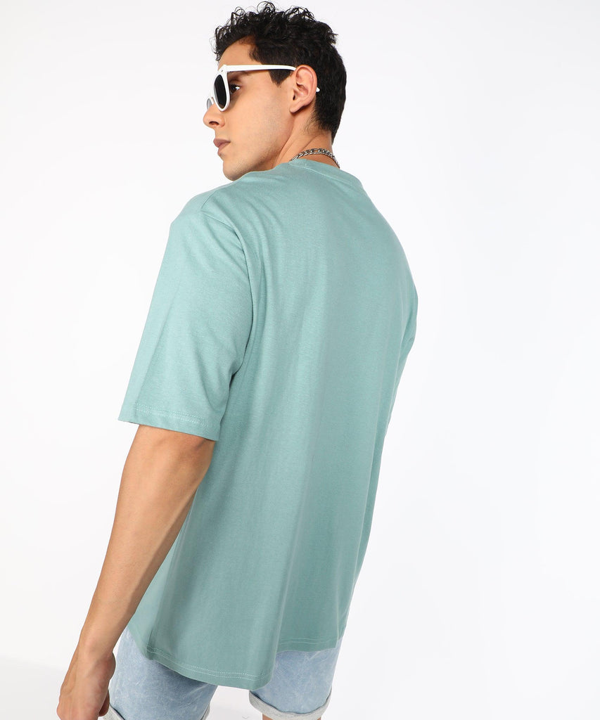 Solid Mens Oversize Tshirt Solid Men Round Neck Pista Green T-Shirt - Young Trendz