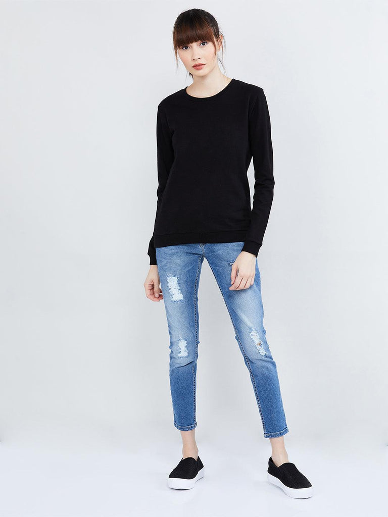 Womens Full Sleeve Solid Sweatshirt - Young Trendz