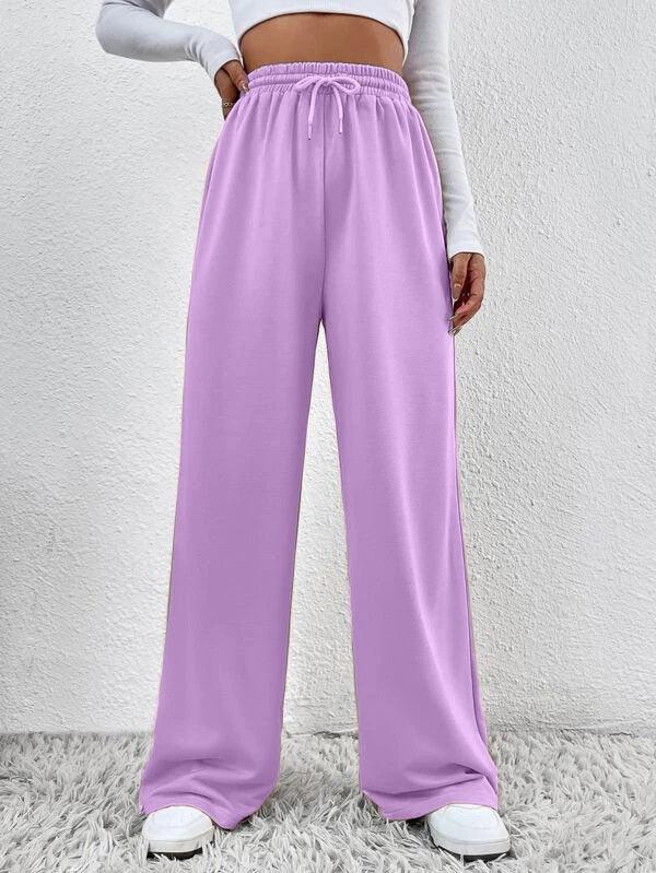 Womens Solid Loose Track Pants (Purple) - Young Trendz