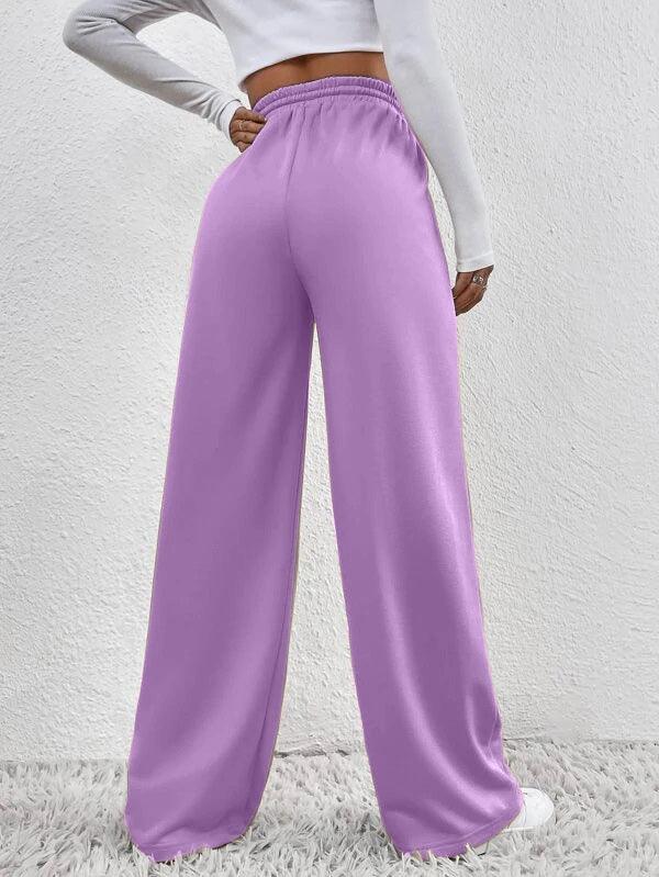 Womens Solid Loose Track Pants (Purple) - Young Trendz
