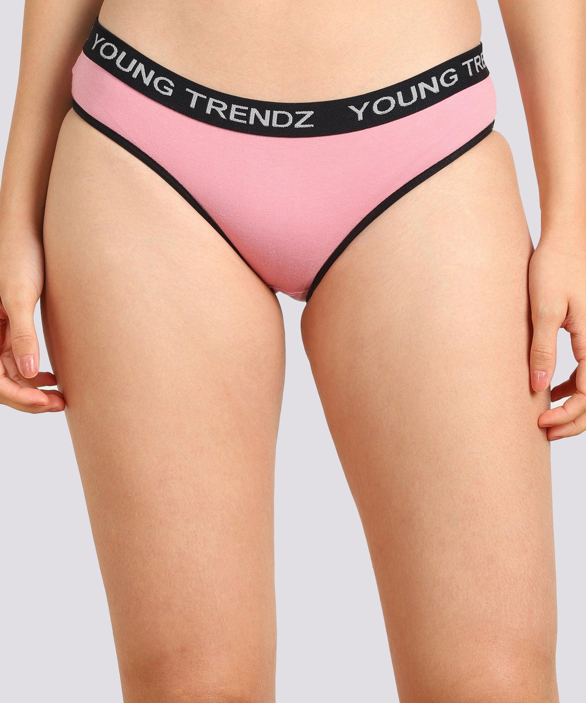 Young Trendz Women YT Elastic Hipster Pink Panty - Organic Cotton - Young Trendz