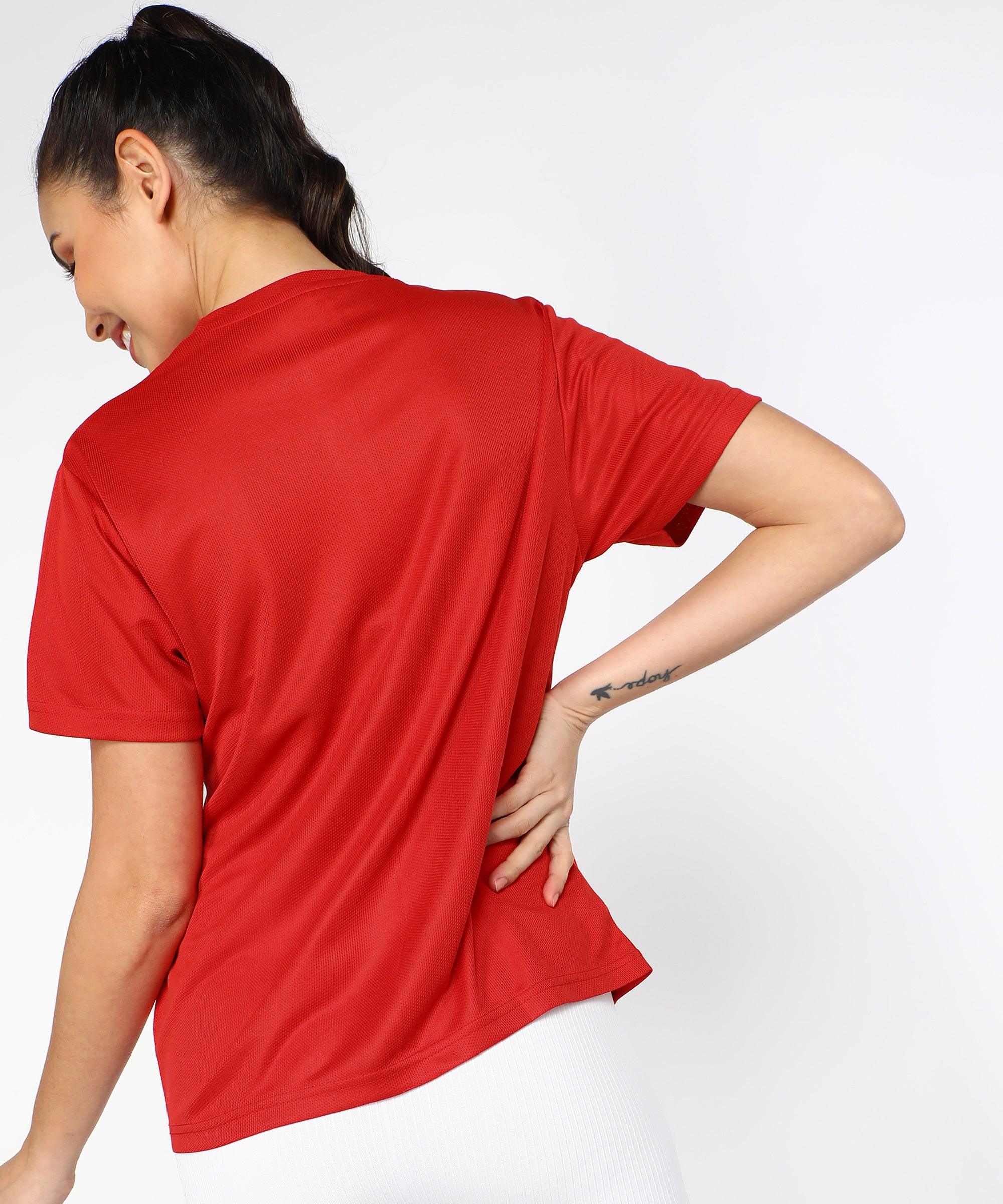 Womens Dry-Fit Sports Combo T.shirt (Red & White) - Young Trendz