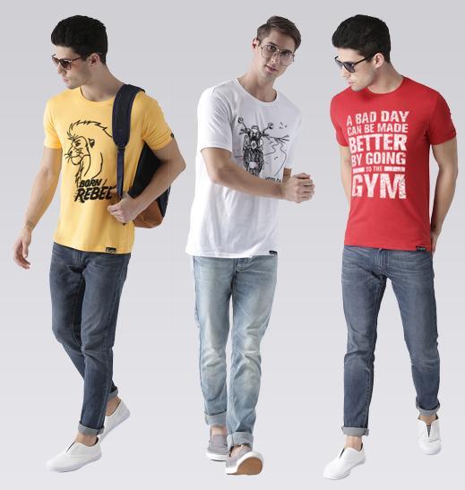 Young Trendz Mens Combo Rebel Yellow Color Keepon White Color and Gym Red Color Half Sleeve Printed T-Shirts - Young Trendz