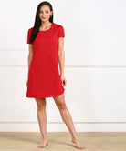 Womens Solid Half Sleeve NightDress - Young Trendz