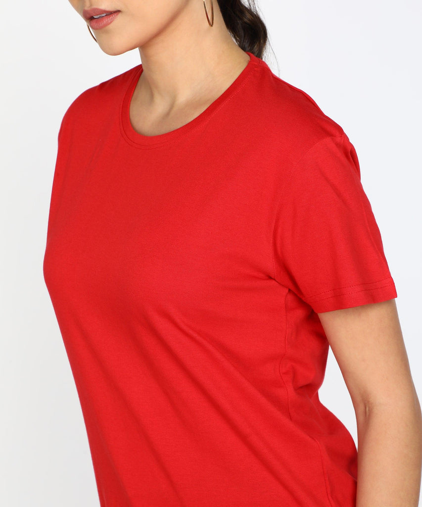 Solid Womens Oversize Tshirt Solid Men Round Neck Red T-Shirt - Young Trendz