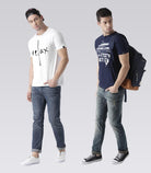 Young Trendz Mens Combo Relax White Color and Stronger Navy Color Half Sleeve Printed T-Shirts - Young Trendz