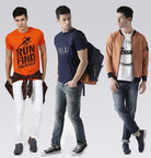 Young Trendz Mens Combo RUN Orange Color Nrelax Navy Color and Prospin White Color Half Sleeve Printed T-Shirts - Young Trendz