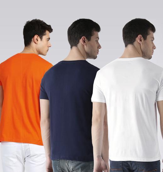 Young Trendz Mens Combo RUN Orange Color Nrelax Navy Color and Prospin White Color Half Sleeve Printed T-Shirts - Young Trendz