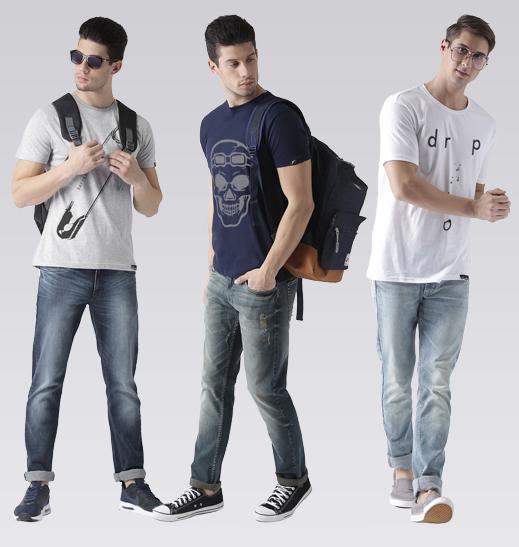 Young Trendz Mens Combo Safe Grey Color Skull Black Color and Drop White Color Half Sleeve Printed T-Shirts - Young Trendz