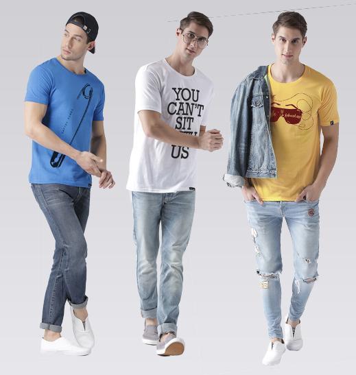 Young Trendz Mens Combo Safe Sky Blue Color Cantsit White Color and Adventure Yellow Color Half Sleeve Printed T-Shirts - Young Trendz