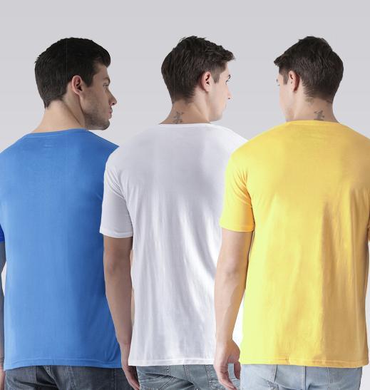 Young Trendz Mens Combo Safe Sky Blue Color Cantsit White Color and Adventure Yellow Color Half Sleeve Printed T-Shirts - Young Trendz