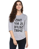 Womens 34U Selfie Printed Grey Color Tshirts - Young Trendz