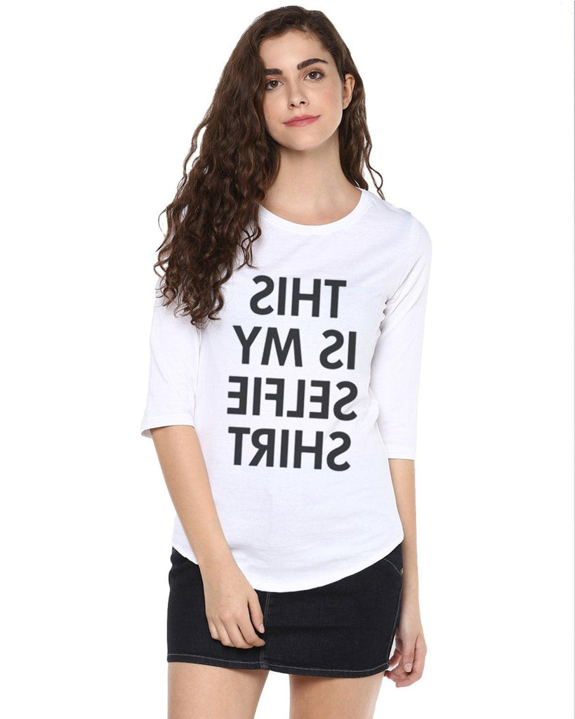 Womens 34U Selfie Printed White Color Tshirts - Young Trendz