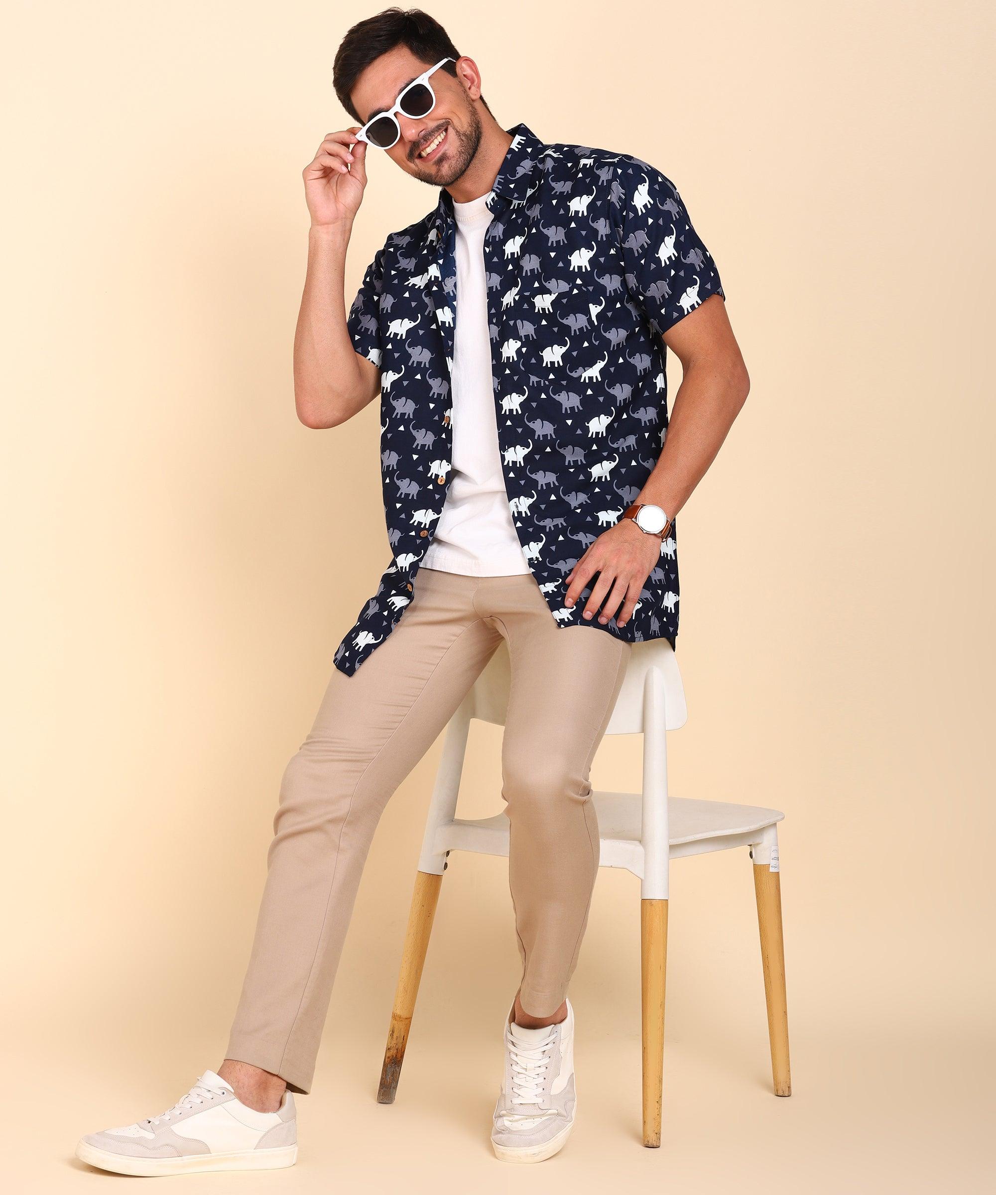 Mens Half Sleeve Casual Printed Shirt - Young Trendz