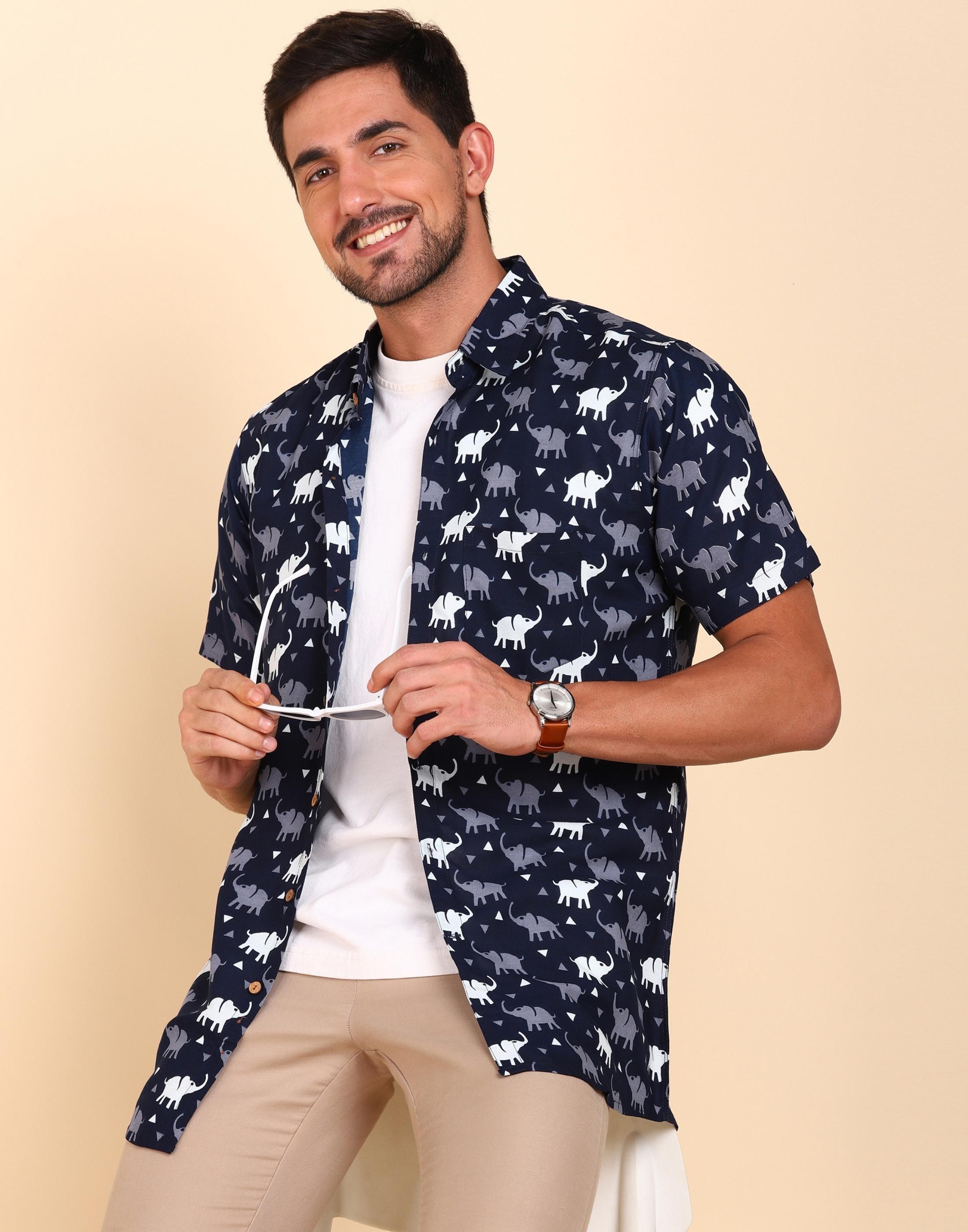 Mens Half Sleeve Casual Printed Shirt - Young Trendz