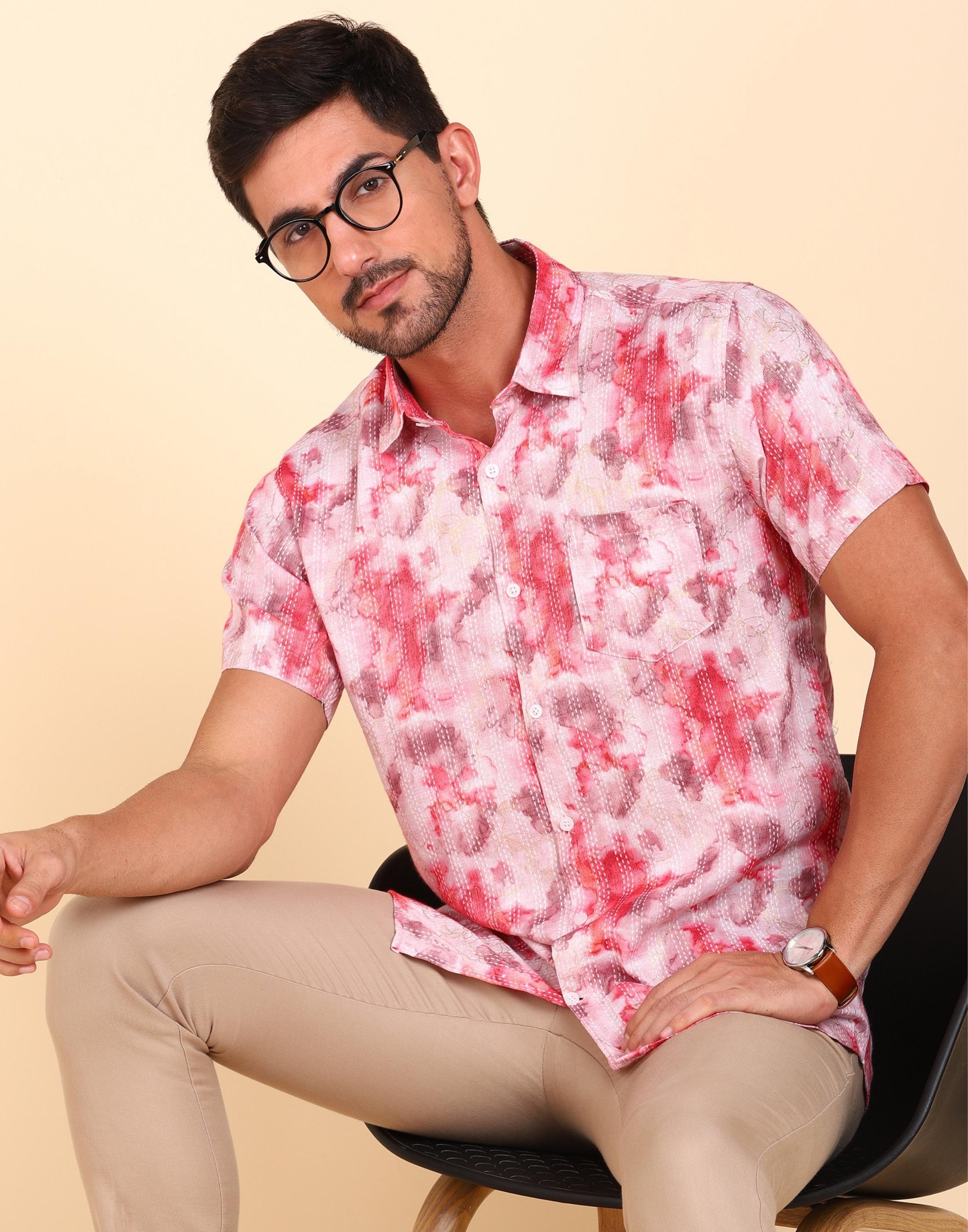 Mens Half Sleeve Casual Printed Shirt - Young Trendz