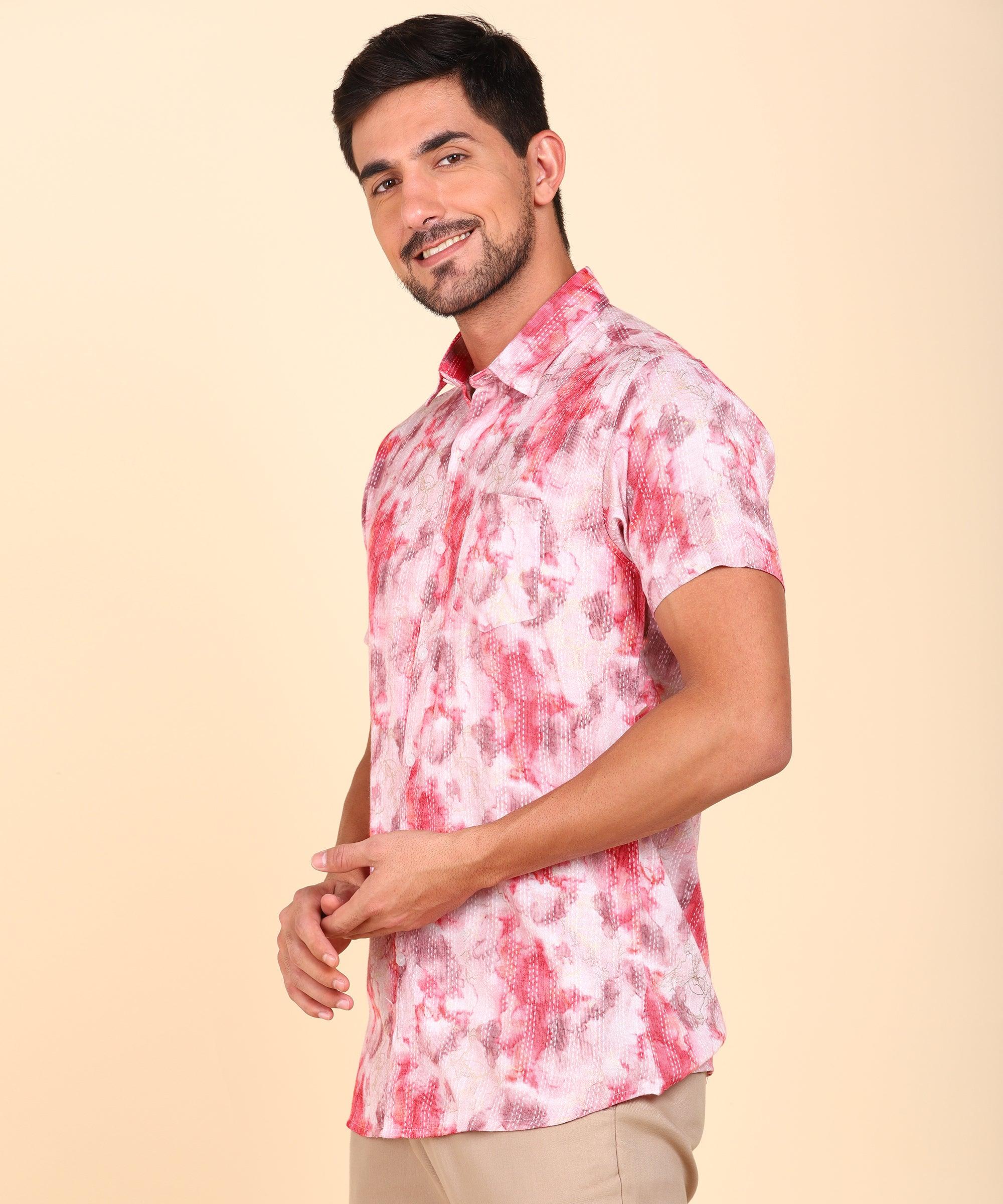 Mens Half Sleeve Casual Printed Shirt - Young Trendz