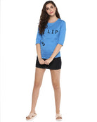 Womens 34U Slip Printed Blue Color Tshirts - Young Trendz