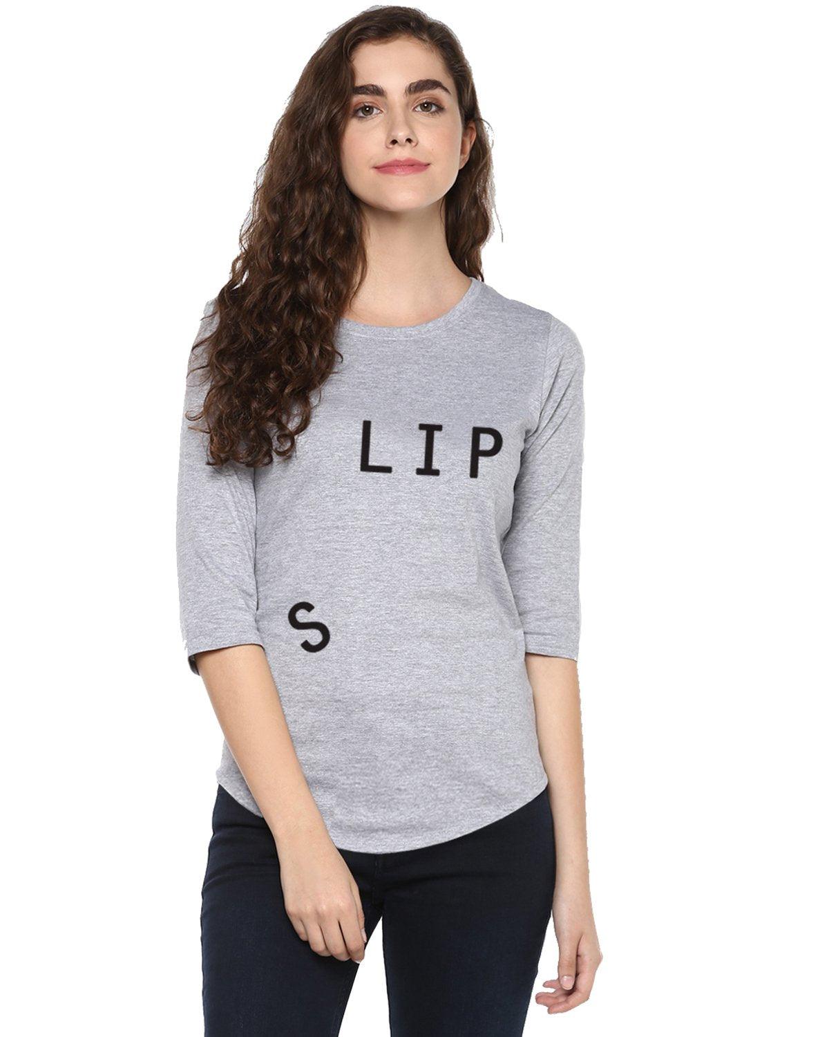 Womens 34U Slip Printed Grey Color Tshirts - Young Trendz