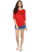 Womens 34U Slip Printed Red Color Tshirts - Young Trendz