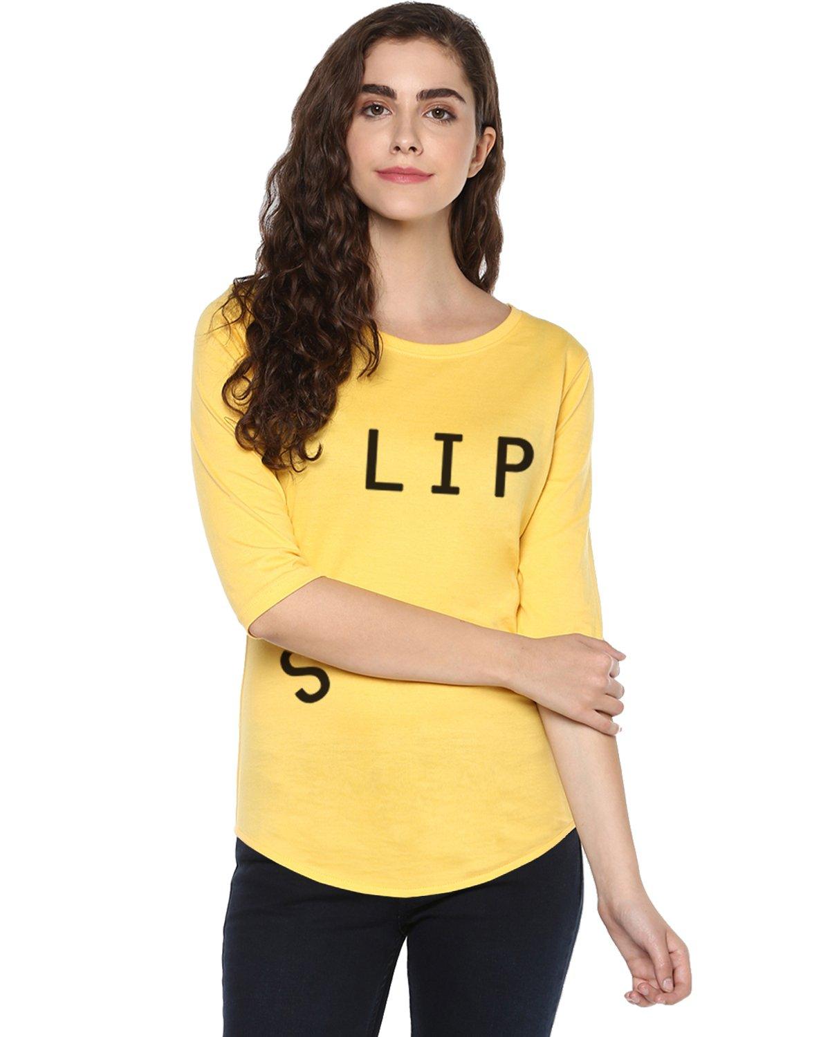 Womens 34U Slip Printed Yellow Color Tshirts - Young Trendz