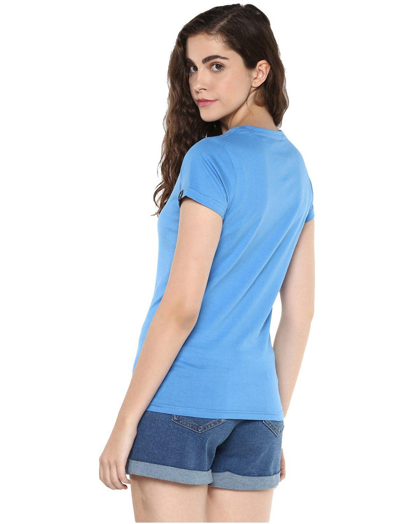 Womens Half Sleeve Slip Printed Blue Color Tshirts - Young Trendz