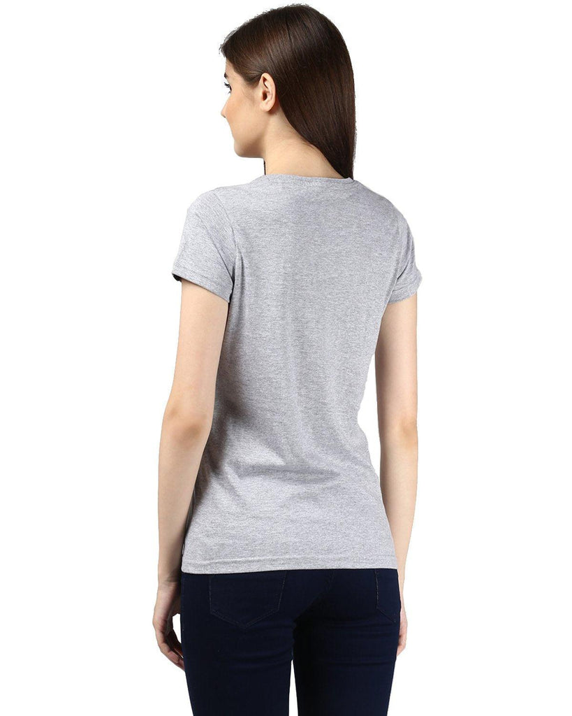 Womens Half Sleeve Slip Printed Grey Color Tshirts - Young Trendz