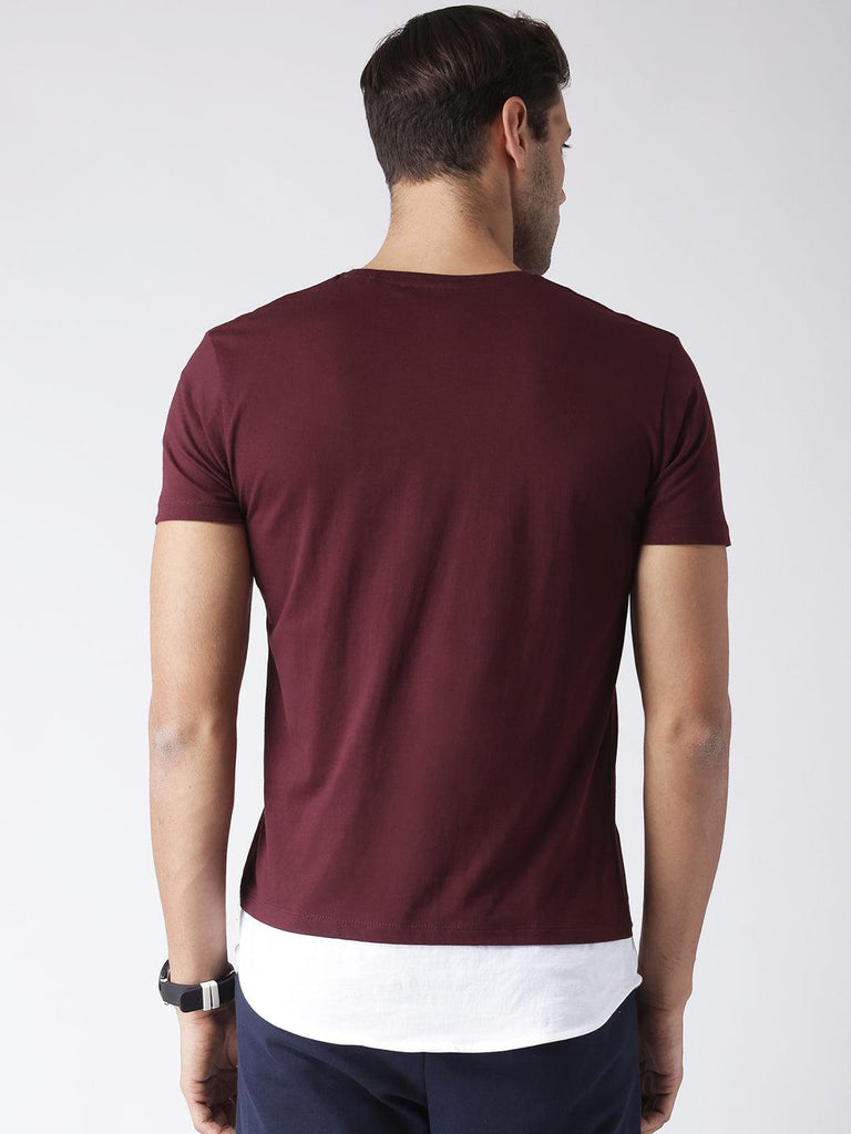 Mens Halfsleeve Layer Round hem Combo Pocket Printed Tshirts - Young Trendz