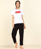 Women Printed T-shirt & Pyjama Set Pure Soft Cotton - Young Trendz