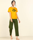 Women Printed T-shirt & Pyjama Set Pure Soft Cotton - Young Trendz