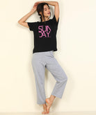 Women Printed T-shirt & Pyjama Set Pure Soft Cotton - Young Trendz