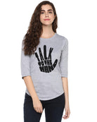 Womens 34U Talk Printed Grey Color Tshirts - Young Trendz