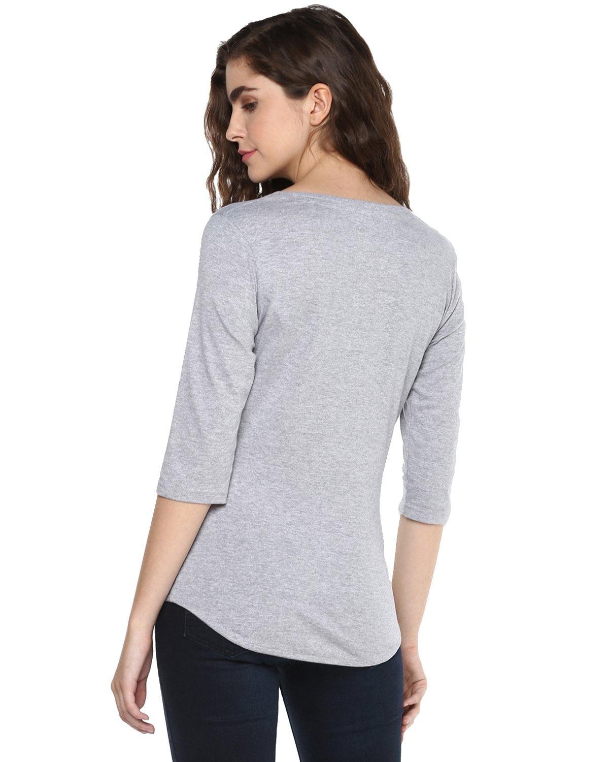 Womens 34U Talk Printed Grey Color Tshirts - Young Trendz