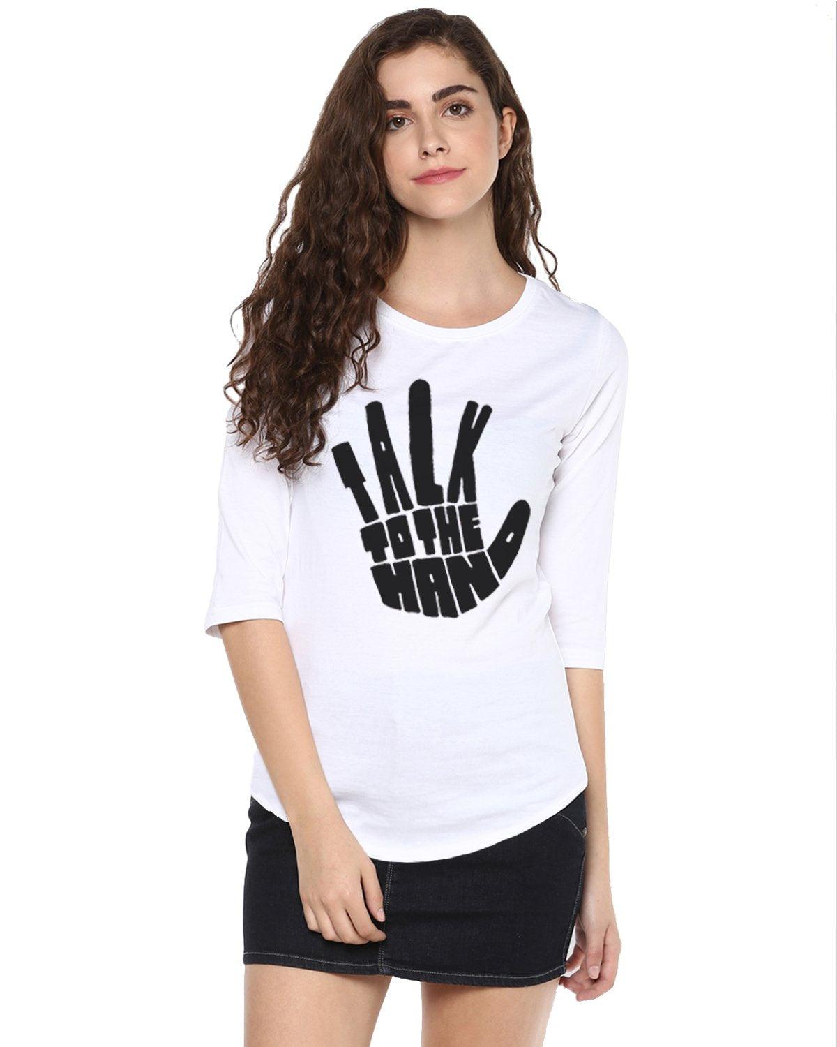 Womens 34U Talk Printed White Color Tshirts - Young Trendz