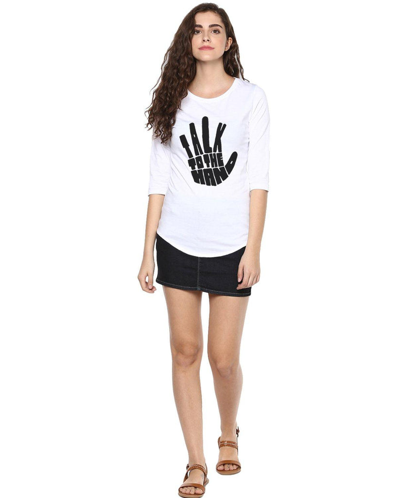 Womens 34U Talk Printed White Color Tshirts - Young Trendz