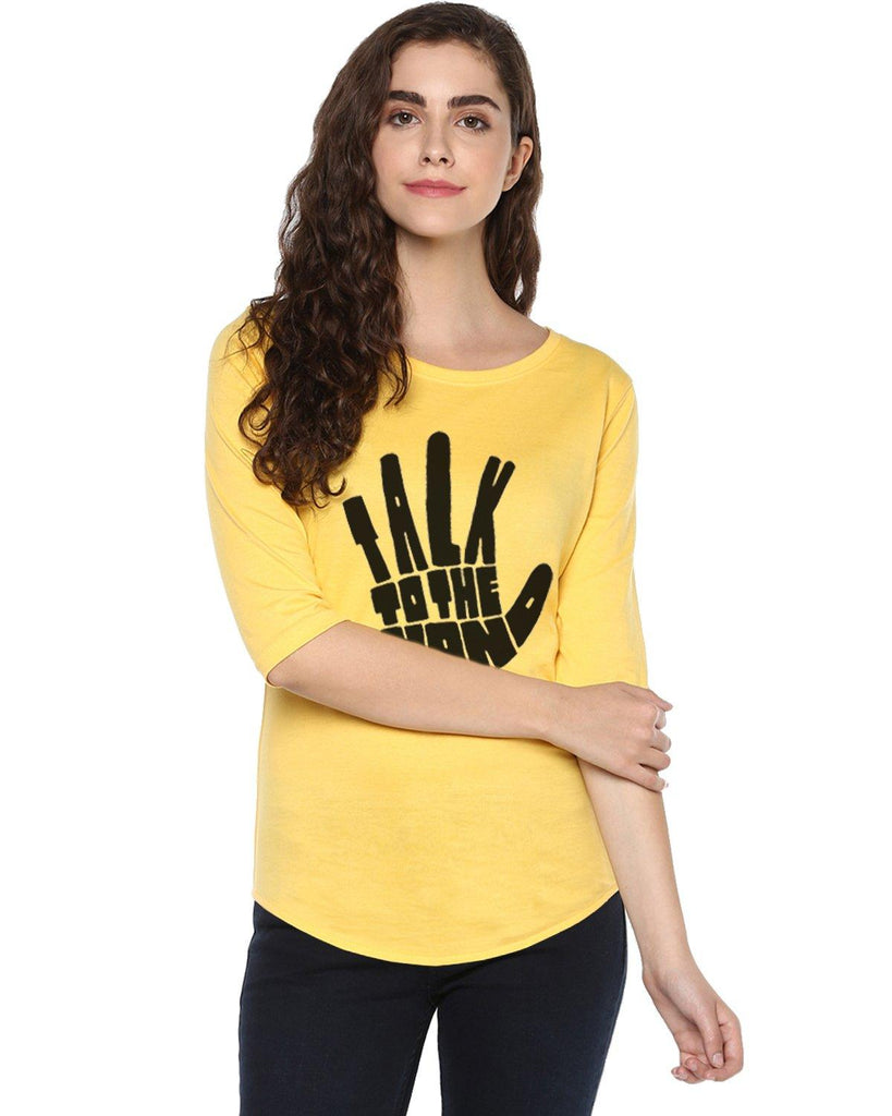 Womens 34U Talk Printed Yellow Color Tshirts - Young Trendz