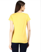 Womens Half Sleeve Talk Printed Yellow Color Tshirts - Young Trendz