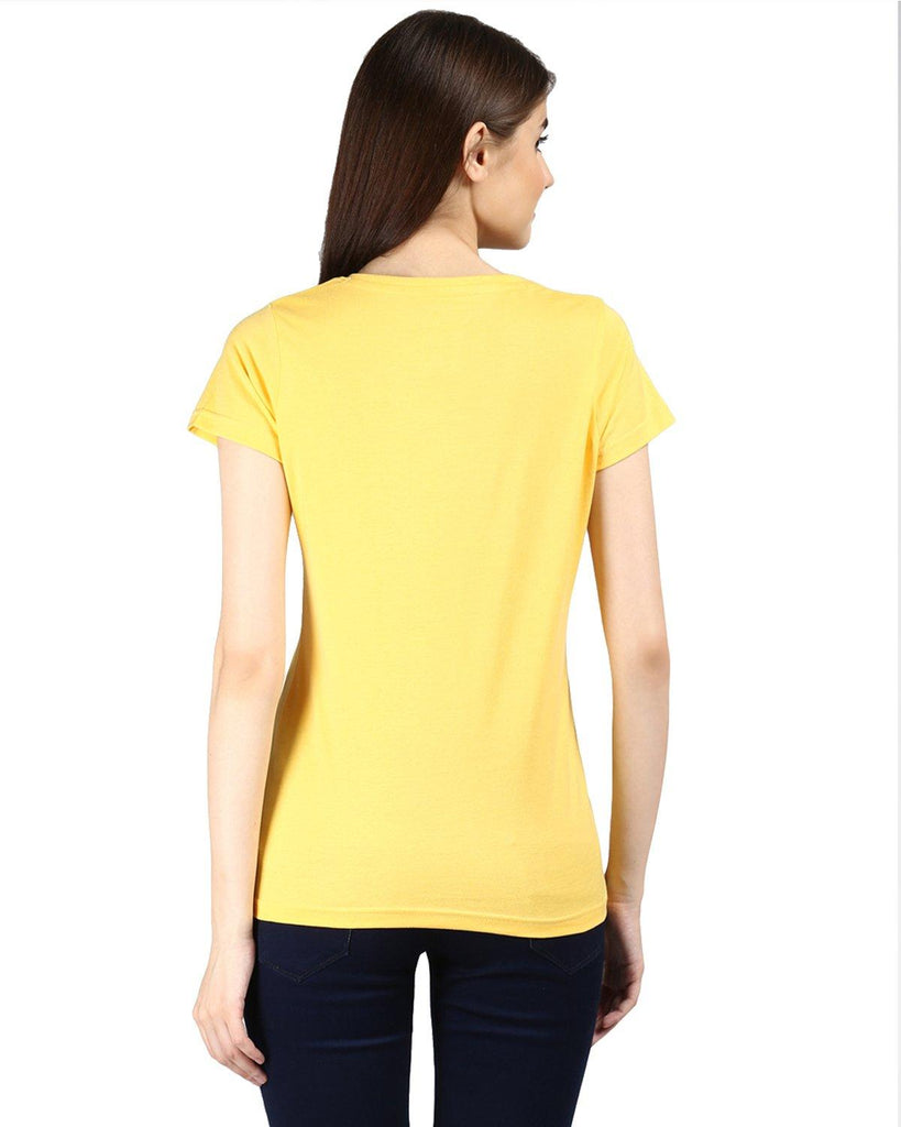 Womens Half Sleeve Teddybear Printed Yellow Color Tshirts - Young Trendz