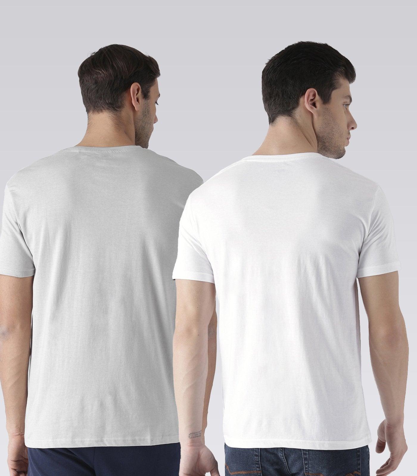 Young Trendz Mens Combo Teddy Steel Grey Color and Prospin White Color Half Sleeve Printed T-Shirts - Young Trendz