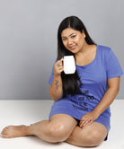 Womens Plus Size Printed Nighty (Sky Blue) - Young Trendz