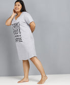 Womens Plus Size Printed Nighty (Grey) - Young Trendz