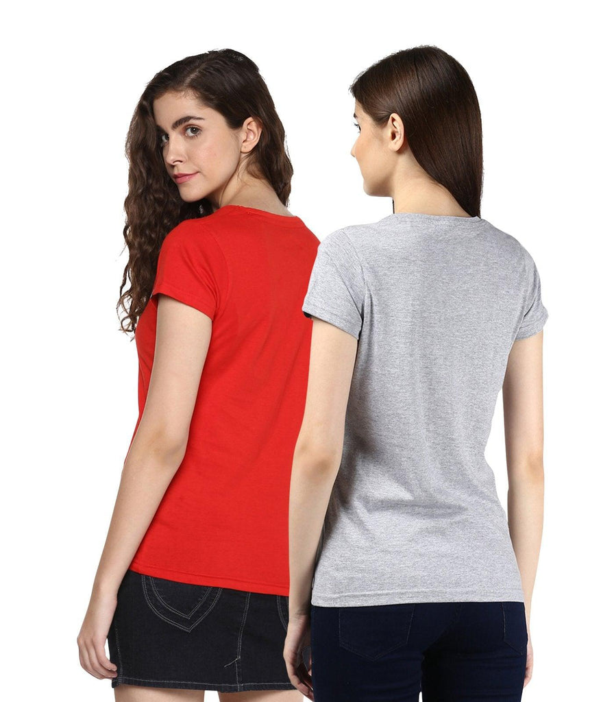Young Trendz Womens Combo Half Sleeve Tweety Printed Red Color and Drop Printed Grey Color Tshirts - Young Trendz